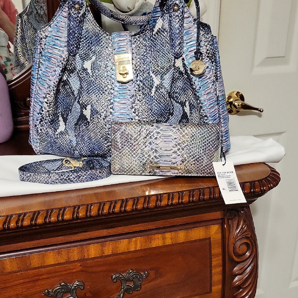 Brahmin Multicolor Snake Print Shoulder Bag with Wallet
